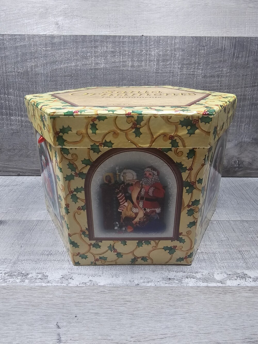 Vintage C&F Enterprises The Santa Ornaments Papier Mache Decoupage 12 Ornaments